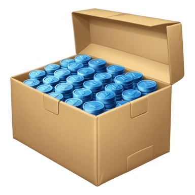 blue coins credit in a package sticker