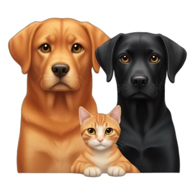 orange cat and black labrador dog sticker