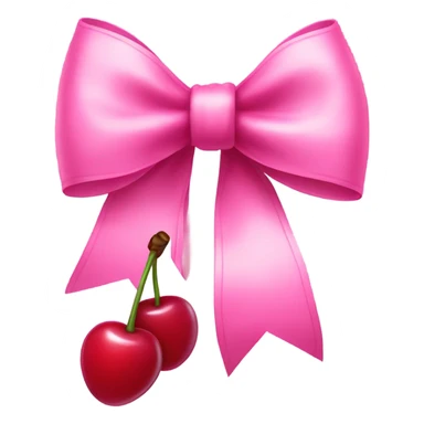 Long Pink bow with cherries hanging down sticker
