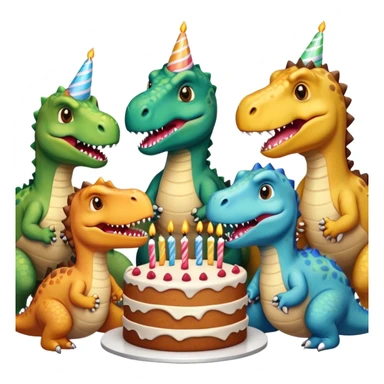 office dinosaurs in shirts eating birthday cake sticker
