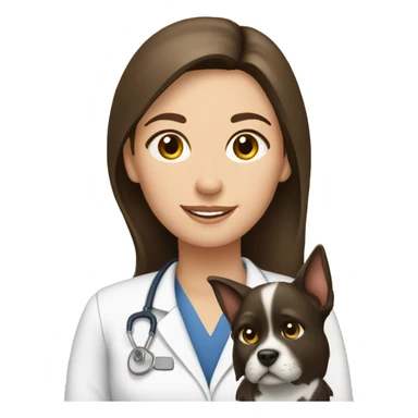 Brunette female vet with cat and dog sticker