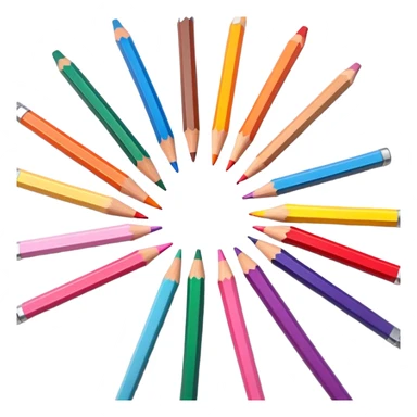 Cinematic Realistic image of a set of finely sharpened colouring pencils arranged neatly on crisp paper, rendered with vibrant hues and detailed pencil textures, illuminated by soft, creative lighting that captures the spirit of artistic expression sticker