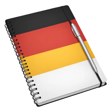 open notebook with German flag on the page sticker