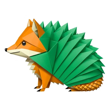 origami hedgehog half fox half hedgehog in color green #A8FBD3 the tail of fox sticker