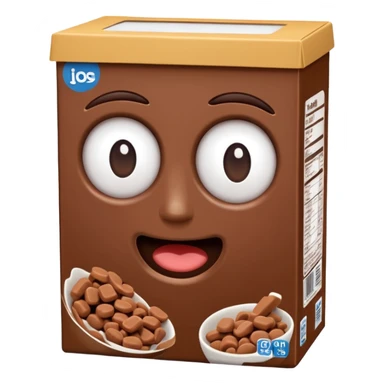 brown chocolate cereal box without eyes and mouth sticker