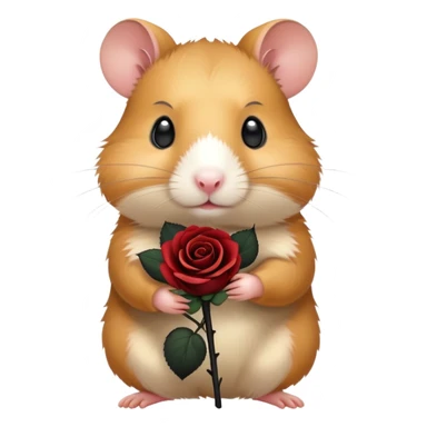 Hamster holding a black rose sticker
