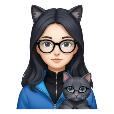 Dara with her favorite cat named Puma.
Dara is a beautiful and sweet 20-year-old girl, her hair is quite long black slightly brownish, wearing cat eye glasses placed on the head, wearing black or blue outher. Carrying her dark gray cat, her cat is an adult cat. sticker