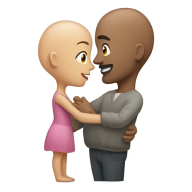 bald man and brunette woman in love sticker