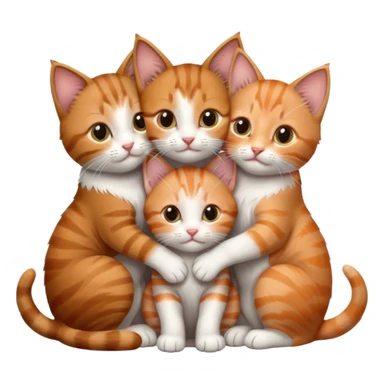 3 kittens cuddling together all different colours, the first one is grey and white, the second is ginger and white and the third is brown tabby and white sticker