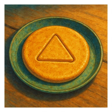 ghibli style dalgona candy with triangle shape, inspired by Squid Game sticker