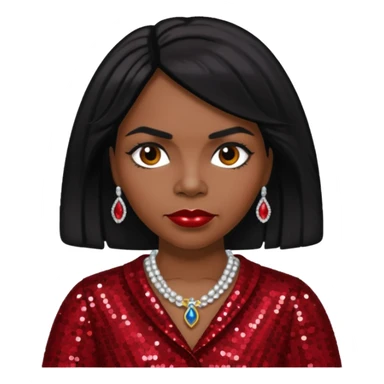 Marian Anderson with black hair, dark red sequin outfit sticker