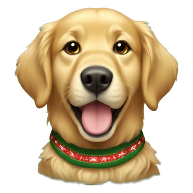 Golden retriever with a Christmas sweater sticker