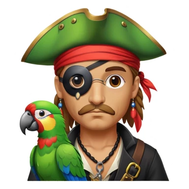 pirate with eye patch and parrot sticker