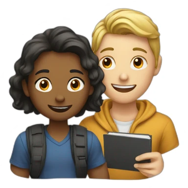 two students discussion sticker