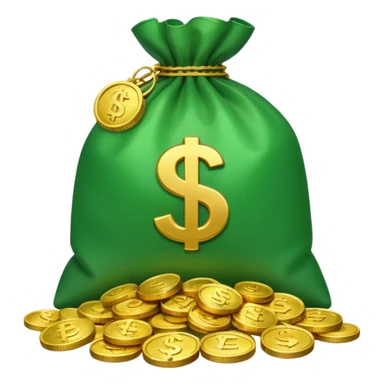 bag of money with a play icon on the bag and a pile of coins at the side sticker