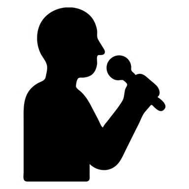 Man holding a microphone, speaking or singing sticker