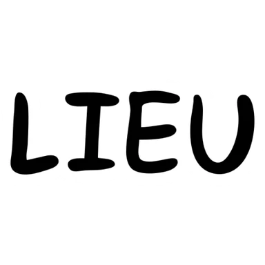 The word "LIEU" in capital letters sticker