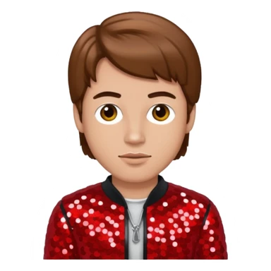 Michael Graham from Boyzone with brown hair, light skin, red sequin outfit sticker