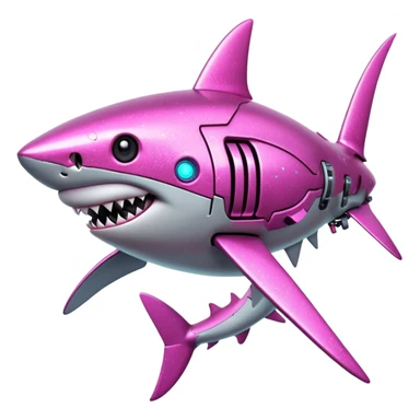 glitter mech shark pink cyberpunk sticker