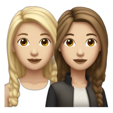 Lesbian Couple (1st white girl with black eyes and light brown long hair with a fish face like - 2nd white girl with black hair, blue eyes very androgyne with middle length hair) sticker