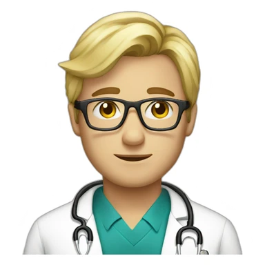 Blond male doctor with glasses profile pic sticker