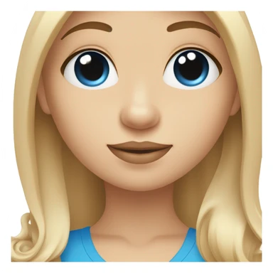 Blonde girl with long straight hair and blue eyes holding a maltipoo  sticker