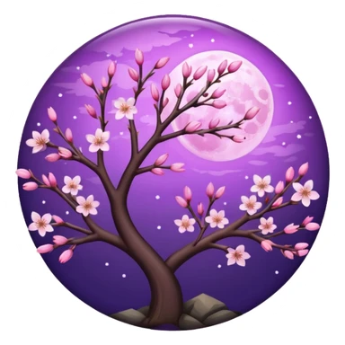 purple Moon with cherry blossoms sticker