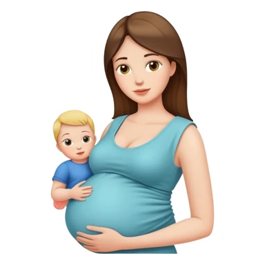 woman in second trimester of pregnancy with baby bump sticker