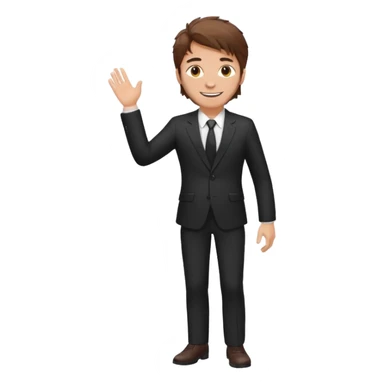 Chico blanco, traje oscuro  , pelo castaño revuelto,cuerpo entero sticker