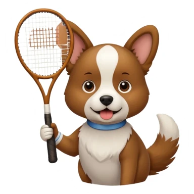 Dog with tennis racket  sticker