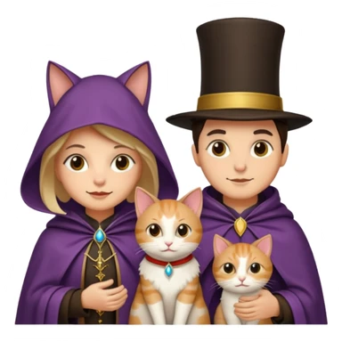 magician couple and their pet cat sticker