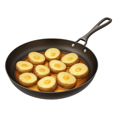 potato being heated in a frying pan sticker