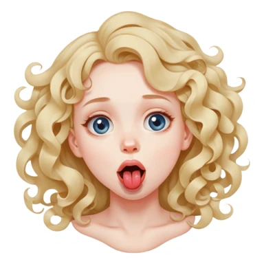 A girl with loose curls strangling her self with eyes looking up and  tongue slightly out of her mouth  sticker