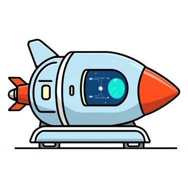 MRI machine that is decorated in shape of a rocketship sticker