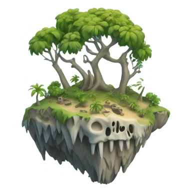 an island made out of skeleton bones sticker