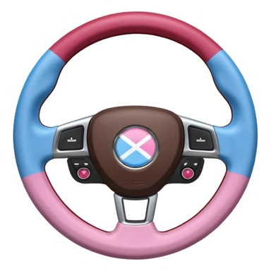 steering wheel with transgender pride flag colors sticker