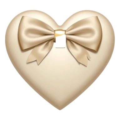 white heart with beige bow, bow at bottom sticker