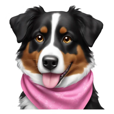 Black tri-colored Australian Shepherd with a pink bandana sticker
