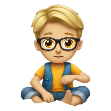 white boy with glasses in a sandbox  sticker