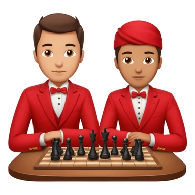 man chess players in red outfits sticker