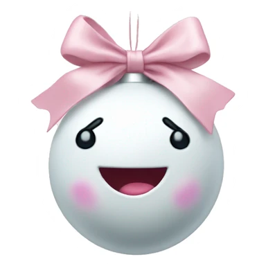 Plain White Christmas ornament with a light pink bow on top sticker
