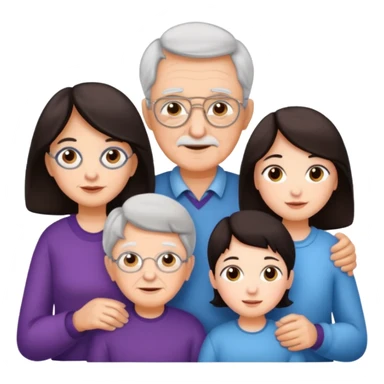 All white grandma and grandpa with 2 girls and 2 boys. The kids should have dark hair sticker