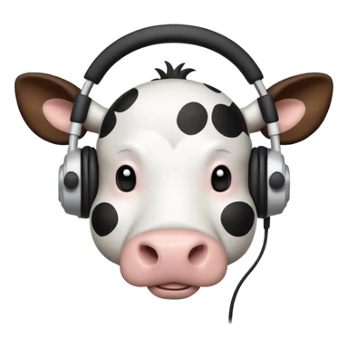 cartoon cow with large black headphones sticker
