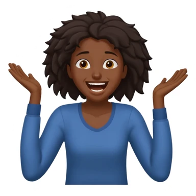 Baiza Ethiopian, dark hair Oldest but immature, no filter, funny Pose: laughing wildly, arms flailing age 21 sticker