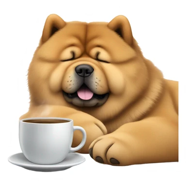 chow chow sleepy with mug coffee sticker