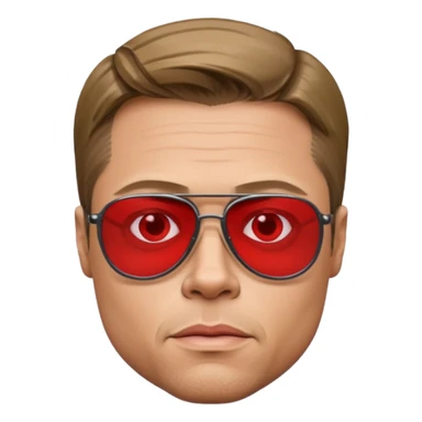 Brad Pitt, wearing dark glasses with red lenses, very serious sticker