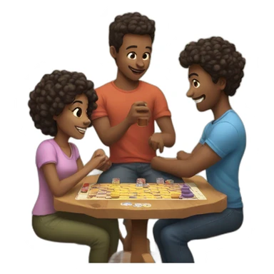 Six Friends playing boardgame sticker