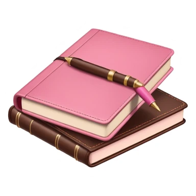 pink and brown modern books diary and pen sticker