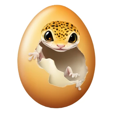Orange leopard gecko emerges from egg sticker