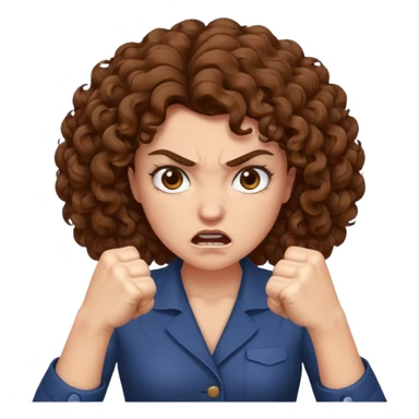 angry curly haired woman with torso sticker